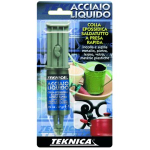 ACCIAIO LIQUIDO ML25 COLLA EPOSSIDICA BICOMPONENTE SALDATUTTO.