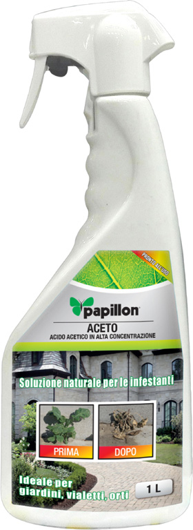 Acido acetico 1LT PAPILLON ad azione diserbante in alta concentrazione - compiendo un'azione caustica naturale, aiuta a contener