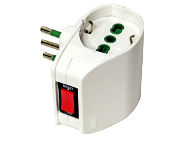 Adattatore doppio spina italiana 2P+T 10A 2 prese bipasso italo/tedesche 2P+T 16A 2P+T 10A con interruttore automatico di sovrac