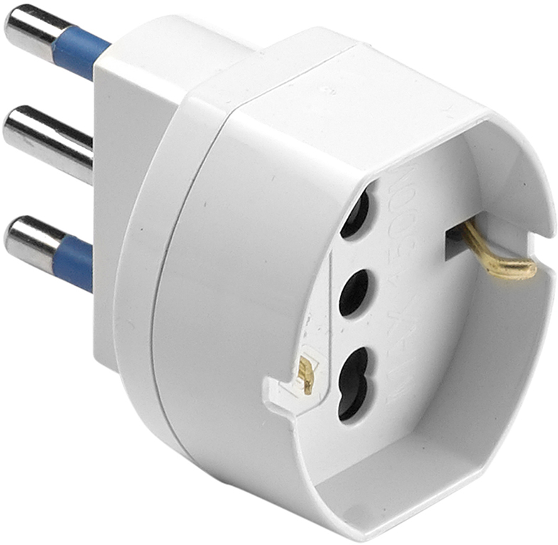 Adattatore semplice MAURER - spina 2P+T 16A - presa Schuko P40 bipasso 16A - colore bianco