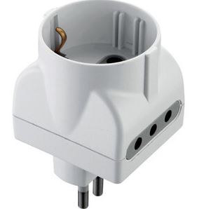 ADATTATORE TRIPLO 10A 2 PRESE 10A E SCHUKO BIANCO FIG.15