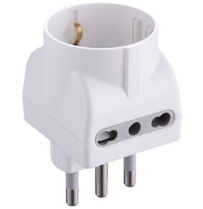ADATTATORE TRIPLO 16A 2 PRESE BIPRESE E 1 SCHUKO COLORE BIANCO