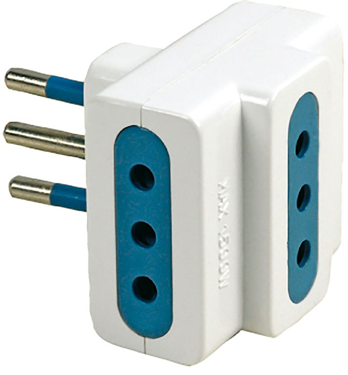 Adattatore triplo MAURER - spina 2P+T 10A - 3 prese 2P+T 10A