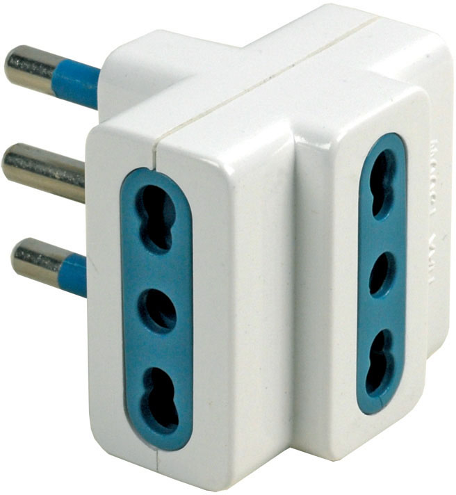 Adattatore triplo MAURER - spina 2P+T 16A - 3 prese 2P+T 16A bipasso
