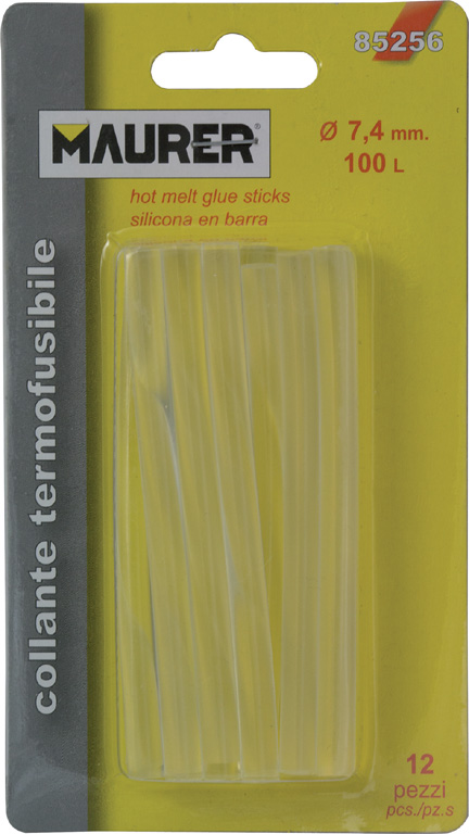 Adesivo termofusibile (termocolla) trasparente lunghezza 100 mm X 7,4MM DI DIAMETRO PACCO DA 12PZ