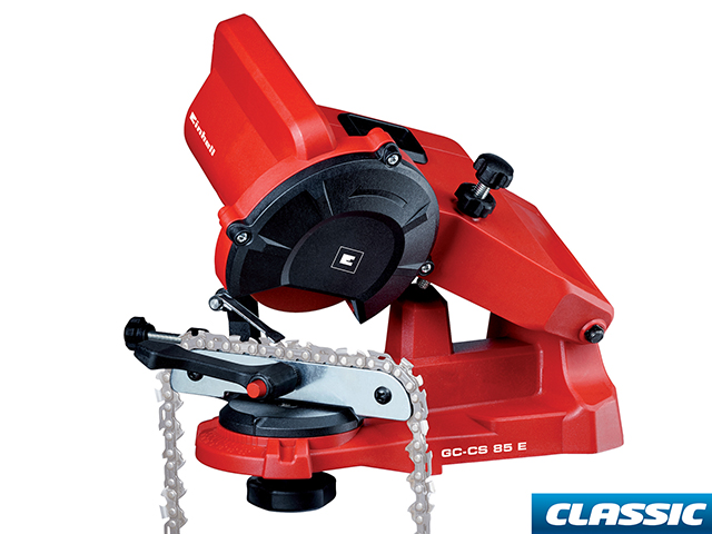 Affilacatene elettrico. Tensione 230V - 50 Hz, potenza 85 Watt. Numero giri 5500/minuto, diametro disco abrasivo interno 23mm, d