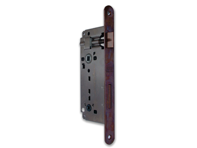 AGB 595 Serratura patent B00595.50 grande con doppio quadro per bagno, frontale mm.22, entrata mm.50, con bordo tondo, in acciai