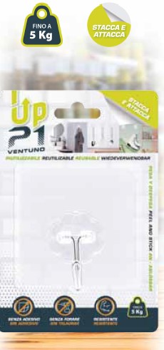 APPENDINO MAGICO TRASPARENTE MAX 5KG RIPOSIZIONABILE COLLA 21. Senza adesivo, Senza forare, resistente 5kg.