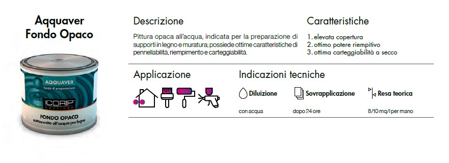 AQQUAVER FONDO OPACO ML500 BIANCO PITTURA DI FONDO per legno e muro