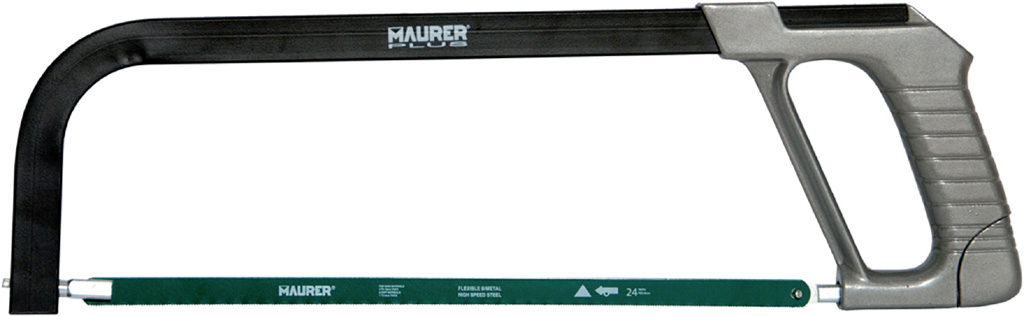 Archetto per seghetti da ferro 300 mm MAURER PLUS - telaio tubolare in acciaio verniciato - impugnatura in alluminio - completo 