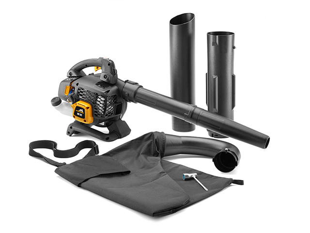 Aspiratore Mcculloch GBV322. Cilindrata 26cc. Velocità soffiante 322Km/h. Soffiatore, aspiratore, trituratore. Rapporto di tritu