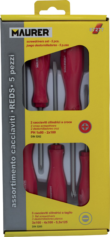 Assortimento di 5 cacciaviti MAURER serie REDS