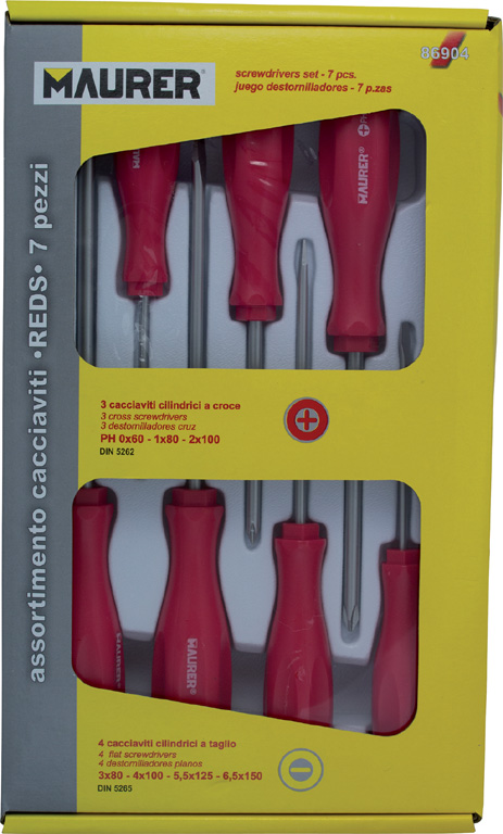 Assortimento di 7 cacciaviti MAURER serie REDS