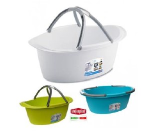 BAGNO OVALE STELLA IN PLASTICA CON MANICI  25LT CM60X40X25H COLORI ASSORTITI. ART. PRO150