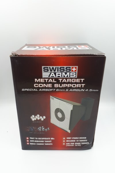 BERSAGLIO DI METALLO CON SUPPORTO PER ASTA PER SOFTAIR (6MM) E AIRGUN (4,5MM) 0,9J