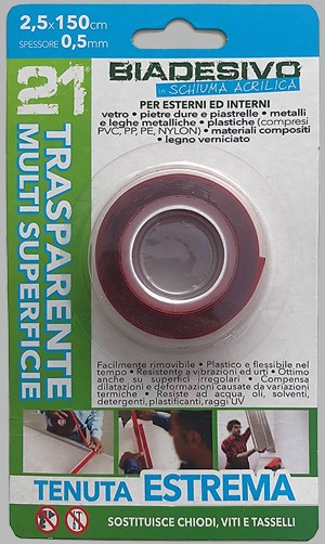 BIADESIVO 21 (2X150CM 0,5CM SPESSORE) TRASPARENTE MULTISUPERFICIE