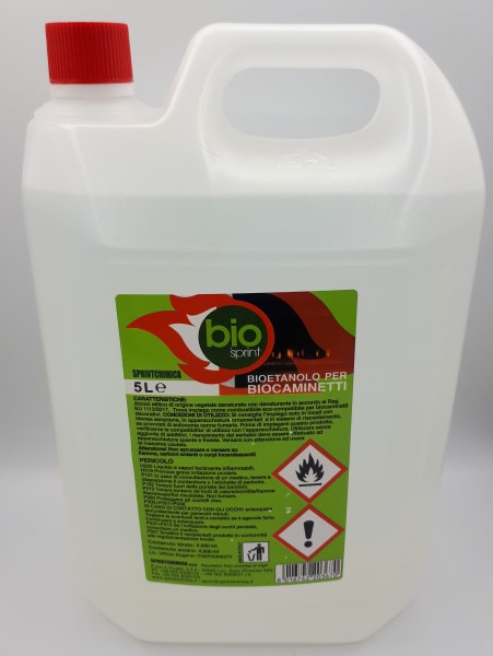 BIOETANOLO PER BIOCAMINETTI LT5 Combustibile eco-compatibile per biocaminetti decorativi. Alcool etilico di origine vegetale den