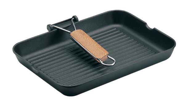 BISTECCHIERA GRATELLA RISOLI' 26X36CM CON MANICO IN LEGNO PIEGHEVOLE