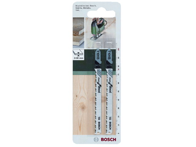 Bosch set 2 lame seghetto alternativo HCS T 101 B PER LEGNO Profondità di taglio: 3-30mm