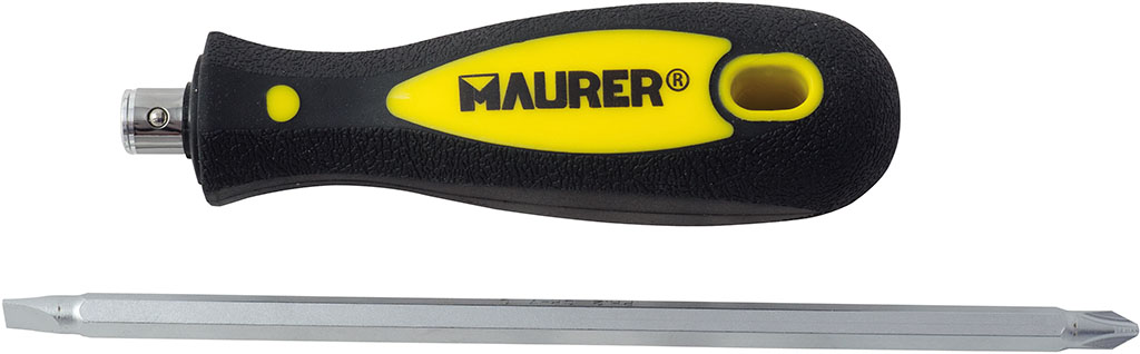 Cacciavite MAURER con lama intercambiabile - stelo cacciavite doppio: Phillips PH2 + Taglio 6 - lama lunga 175 mm ed esagono da 