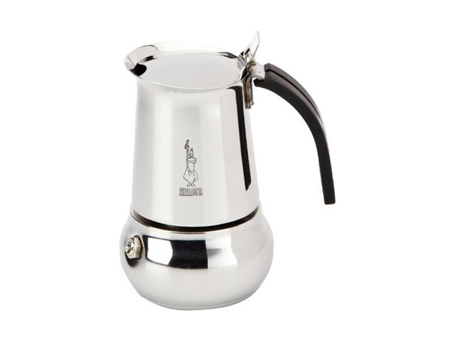 CAFFETTIERA NEW KITTY 4 TAZZETotalmente in acciaio lucido. Le linee armoniose valorizzano la purezza del materiale e la praticit