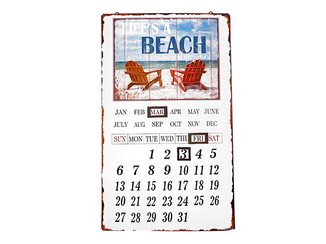 CALENDARIO MARE IN FERROCalendario rettangolare in ferro decoro beach.