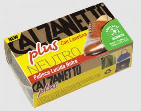 CALZANETTO SCARPE PLUS NEUTRO con Lanolina.  Trattamento ravvivante del colore, idratante e lucidante pelle.