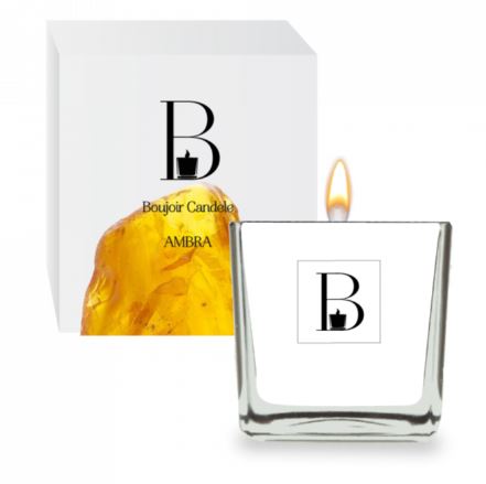 CANDELA IN CERA DI SOIA PROFUMATA 220 GRAMMI AMBRA E MUSCHIO FLEURS DE BOUJOIR