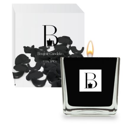 CANDELA IN CERA DI SOIA PROFUMATA 220 GRAMMI TOTAL BLACK FLEURS DE BOUJOIR