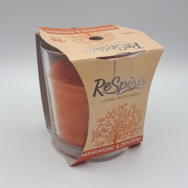 CANDELA RESPIRA profumo MANDARINO/ZENZERO 140grammi +35ore di utilizzo