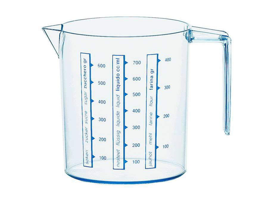 CARAFFA GRADUATA 0,750LT Caraffa graduata per dosare, versare e preparare. Pratica gradazione. Igienica e facile da pulire.