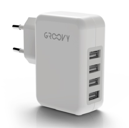 CARICATORE CON 4 PRESE USB. Carica simultanea, Estrema velocitàRicarica in serie. 4,8 A100~240 Vac – 50/60 Hz