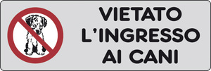 CARTELLINO ADESIVO VIETATO L'INGRESSO AI CANI 150X50MM