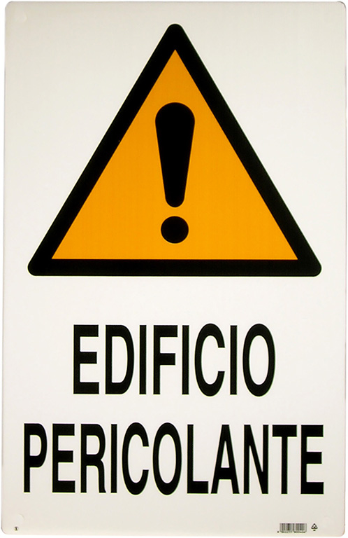 Cartello in plastica polionda EDIFICIO PERICOLANTE - dimensione 50x70 cm - biologicamente inerte e chimicamente non reattivo - n