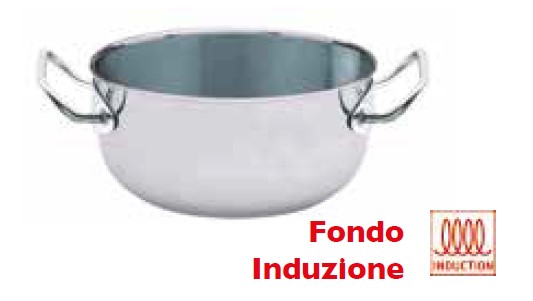 CASSERUOLA 2 MANICI CM32 LT10 H13CM IN ACCIAIO INOX 18/10. Linea catering art. 540sfh. Adatta a tutti i tipi do piani cottura.