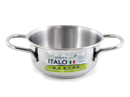 CASSERUOLA FONDA 12CM in acciaio inox AISI 430 con 2 manici ITALO