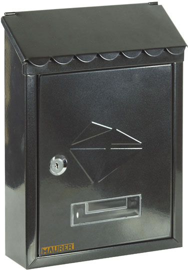 Cassetta postale MAURER mod. STAMP NERO- in acciaio verniciato, con tetto apribile - LxHxP 210x300x68 mm - adatta per esterni