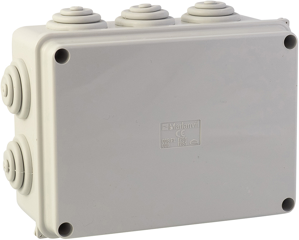 Cassetta stagna MAURER con 10 passacavi - IP65. 190X145X70MM