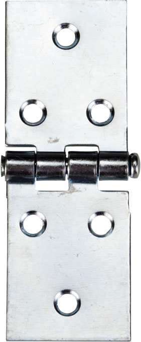 Cerniera piana con fori per legno - lunga art. 122 - in acciaio zincato - spina fissa MM.80 cod.92256