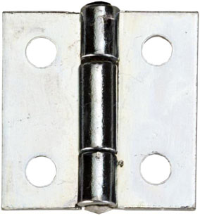 Cerniera quadra piana MM30 con fori per legno -  art. 121 - in acciaio zincato - spina fissa.