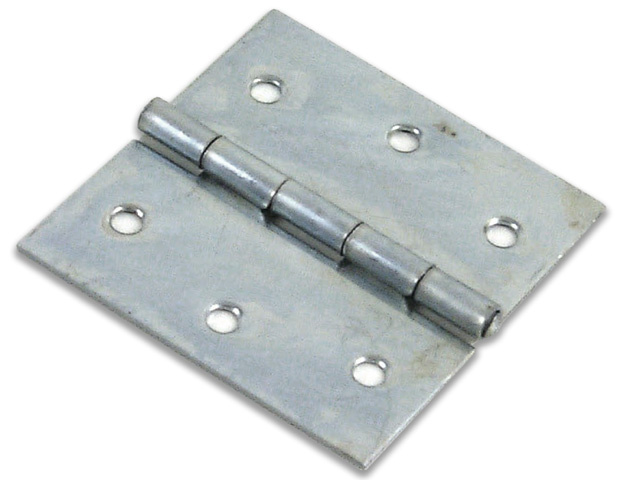 Cerniera quadra piana MM70 con fori per legno -  art. 121 - in acciaio zincato - spina fissa perno ottone