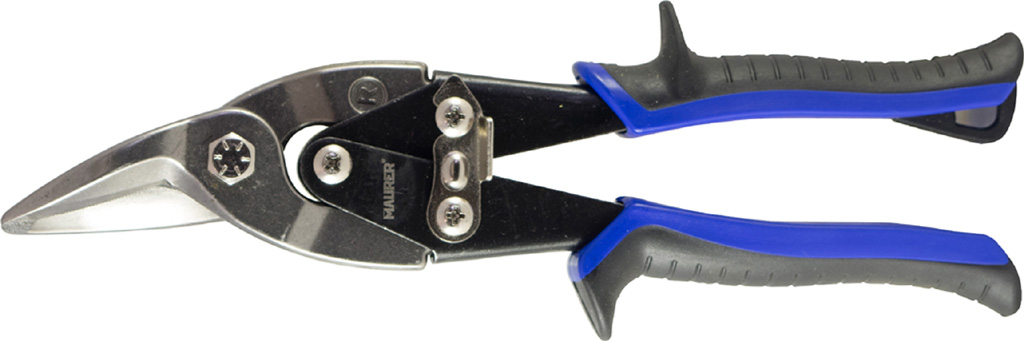 Cesoia a doppia leva MAURER taglio destro - lame in acciaio cromo vanadio - impugnature ricoperte in PVC. PER LAMIERE