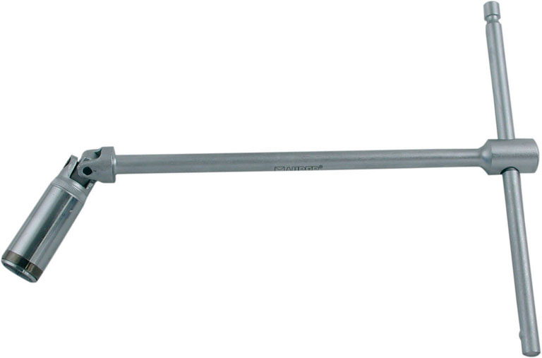 Chiave a T con bussola esagonale snodata per candele QUADRO 3/8 MM16X300
