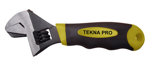 CHIAVE A RULLINO/MINIGIRATUBO TEKNA PRO in acciaio al cromo vanadio, esecuzione brunita. Impugnatura antiscivolo. La ganascia re