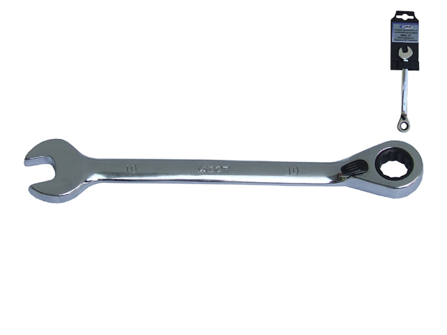 Chiave combinata MM8 a cricco. Reversibile e cromata. Bocca poligonale piegata a 15°.