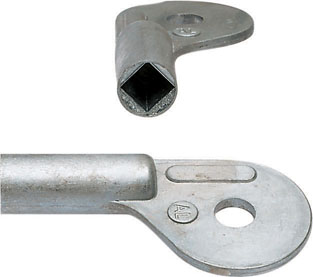 Chiave in zama con innesto quadro mm. 7,40 per tavellino