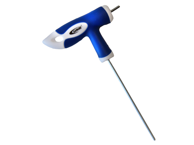 Chiave MM7 maschio esagonale cromata con impugnatura di manovra, in acciaio durevole, resistente alle torsioni. LABOR