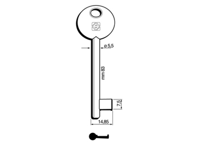 CHIAVE PATENT 6P2D OTTONE LUCIDO