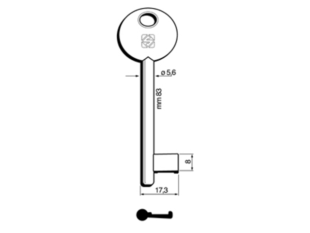 CHIAVE PATENT 6P3D OTTONE NICHELATO