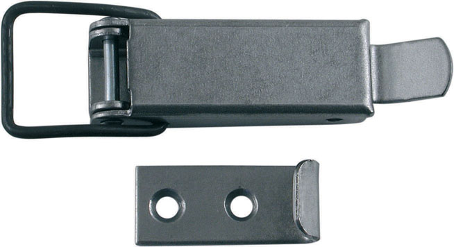 Chiusura a leva tipo D - completa di incontro - ingombro totale con incontro 102x23 mm - trazione massima 150 kg